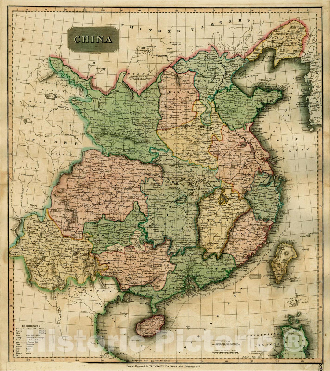 Historic Map : China, 1815, John Thomson, Vintage Wall Art