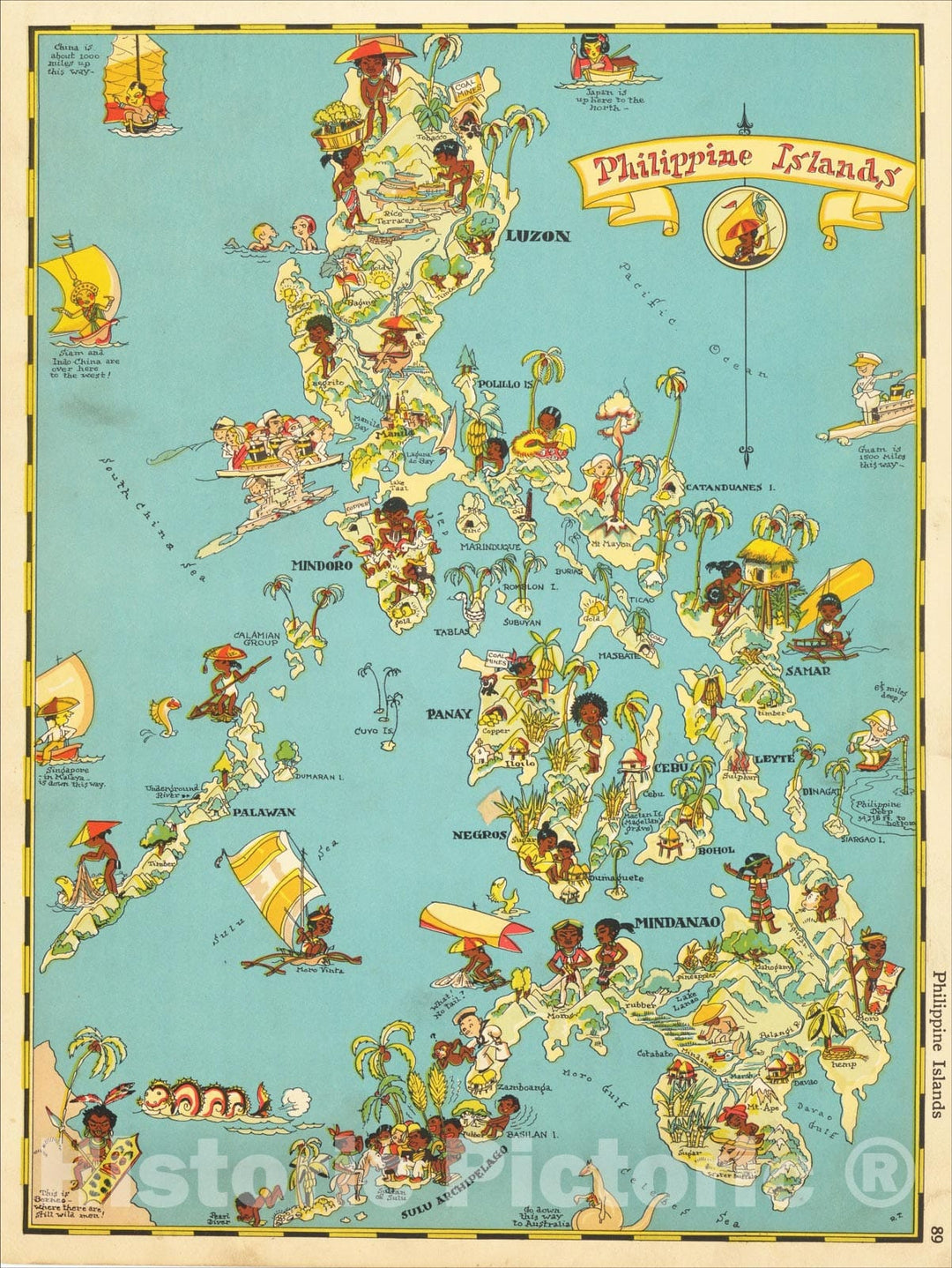 Historic Map : Philippine Islands, 1935, Ruth Taylor White, Vintage Wall Art