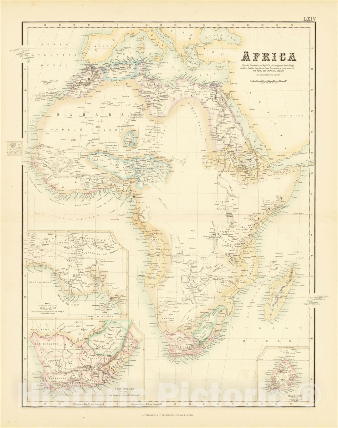 Historic Map : Africa, 1855, Archibald Fullarton & Co., Vintage Wall Art