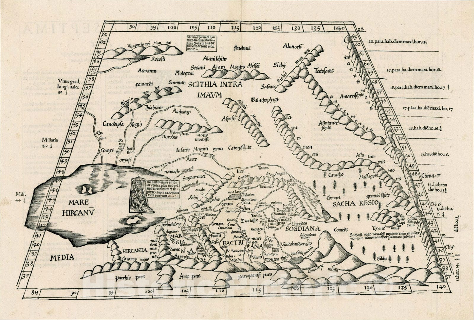 Historic Map : Tabulae VII Asia (Untitled Ptolemaic Map Of The Caspian Sea Region), 1522, , Vintage Wall Art