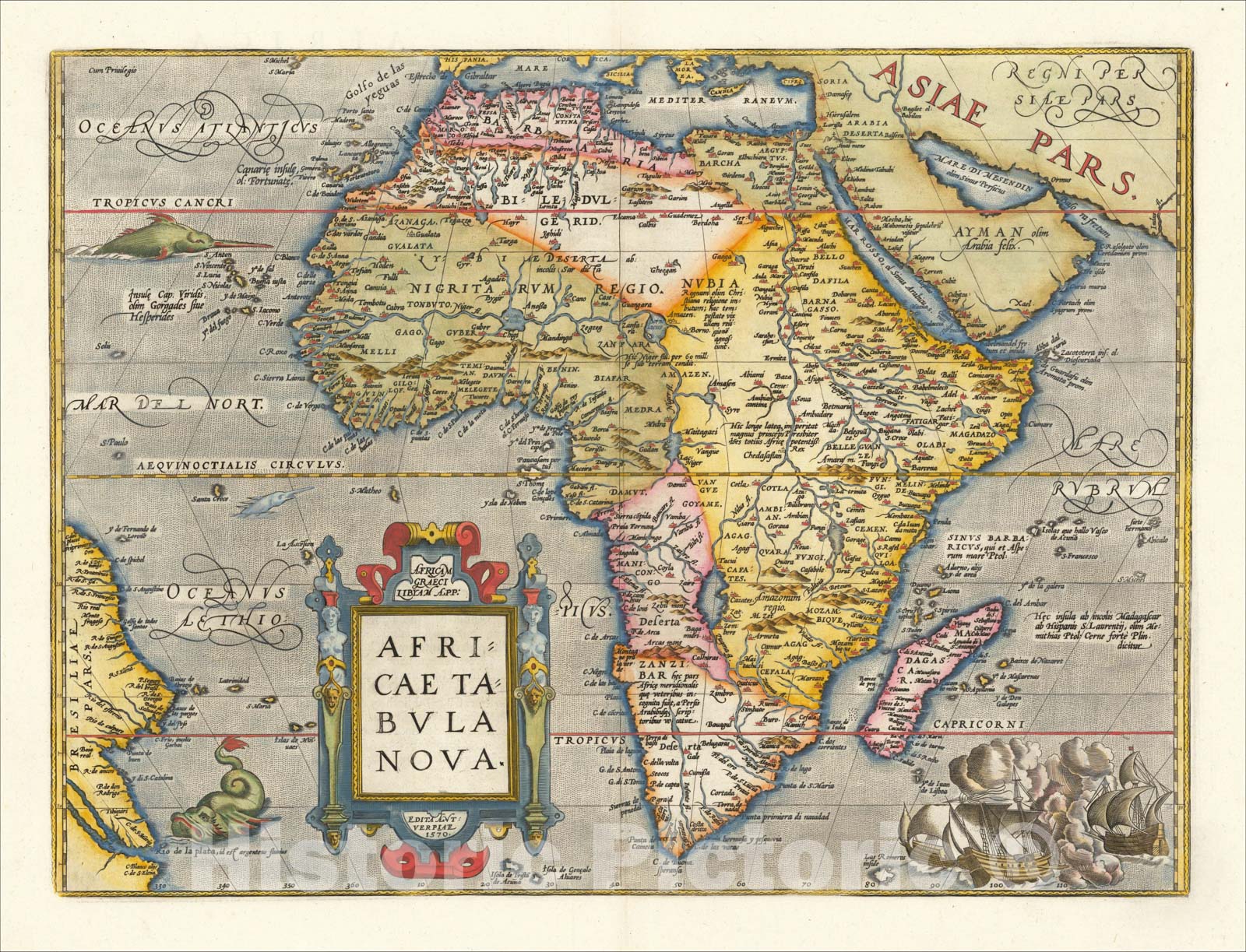 Historic Map : Africae Tabula Nova, 1595, Abraham Ortelius, Vintage Wall Art