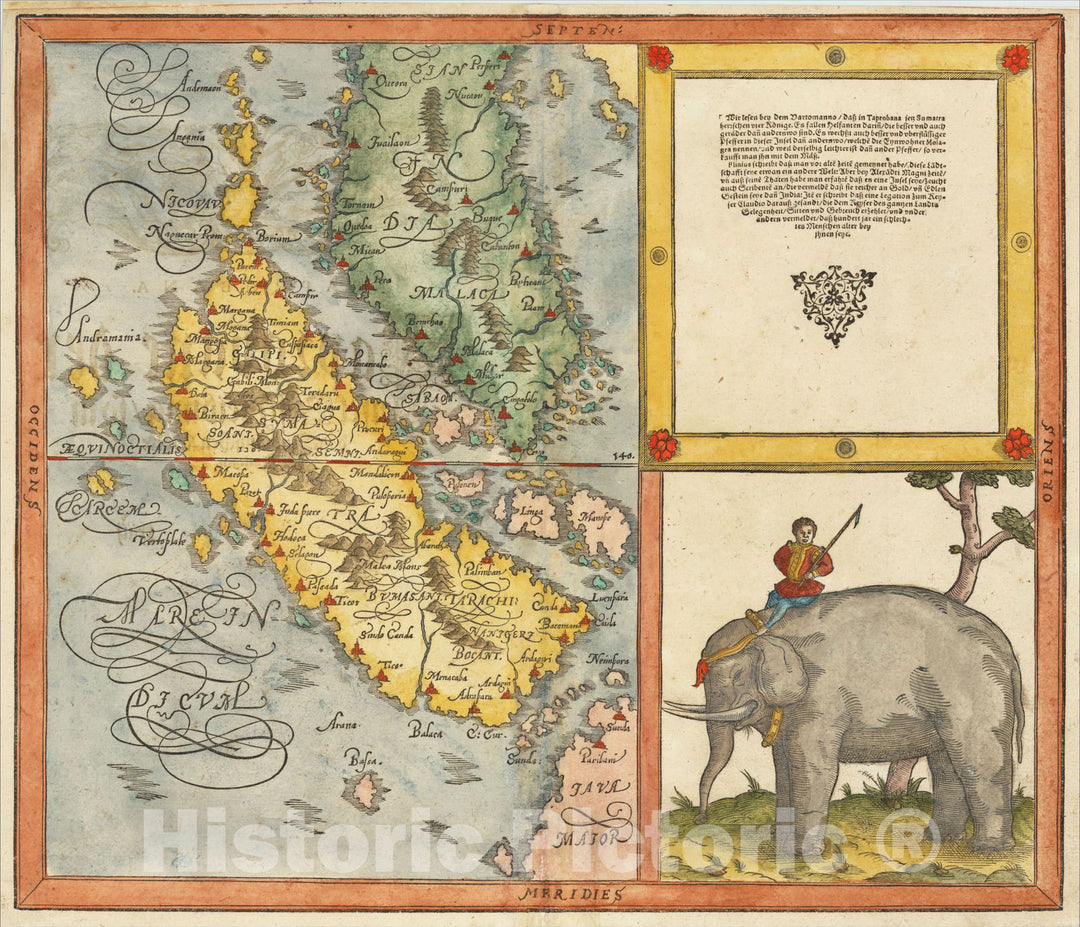 Historic Map : (Singapore, Sumatra, Malaysia, Straits of Malacca), 1580, Sebastian M?nster, Vintage Wall Art