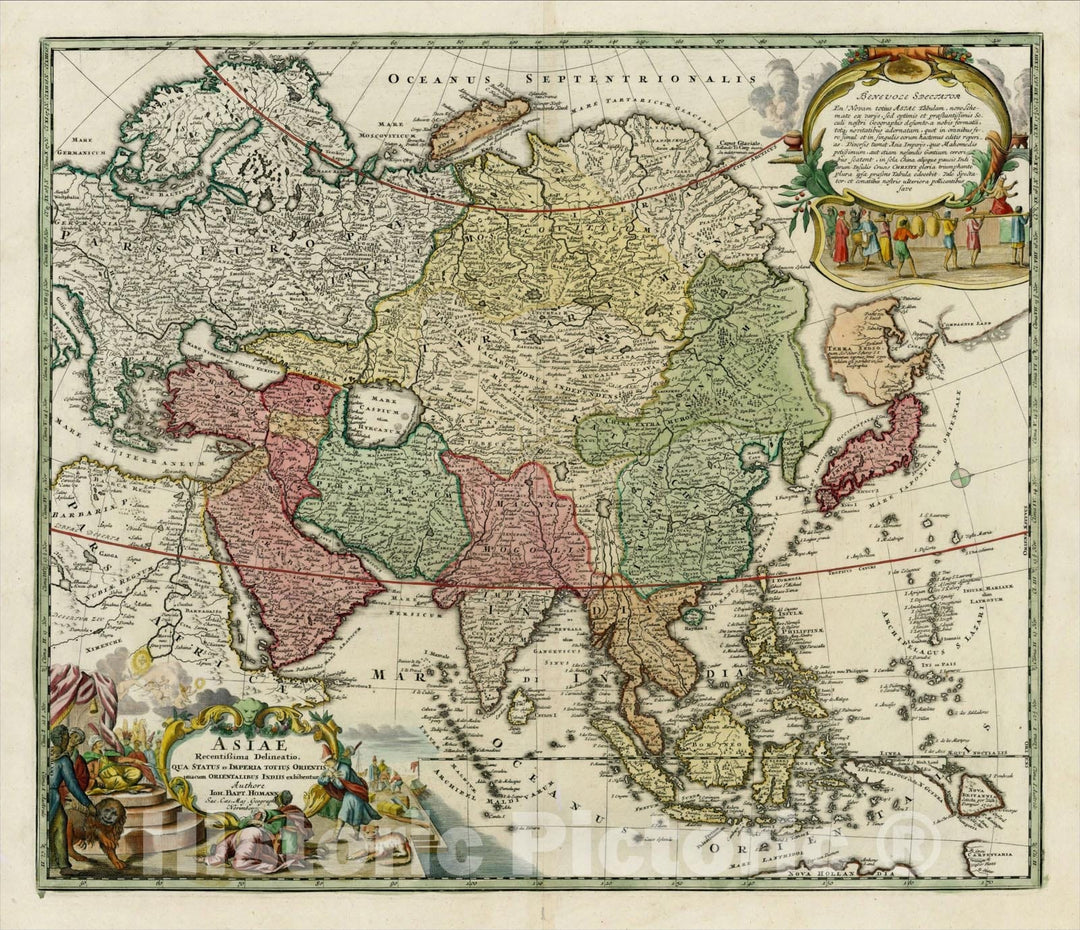 Historic Map : Asiae Recentissima Delineatio Qua Status et Imperia Totius Orientis unacum Orientalibus Indiis?, 1720, Johann Baptist Homann, Vintage Wall Art