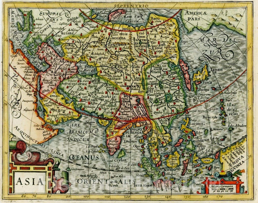 Historic Map : Asia, 1625, Jodocus Hondius, Vintage Wall Art