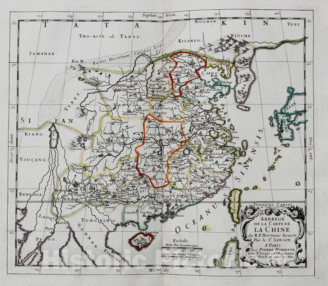 Historic Map : Abbrege De La Carte De La China, c1670, Pierre Mariette, Vintage Wall Art