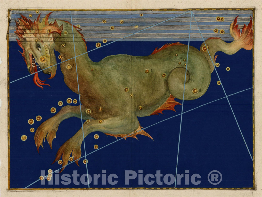 Historic Map : Uranometria, Celestial Atlas, Cetus, 1603, Vintage Wall Art