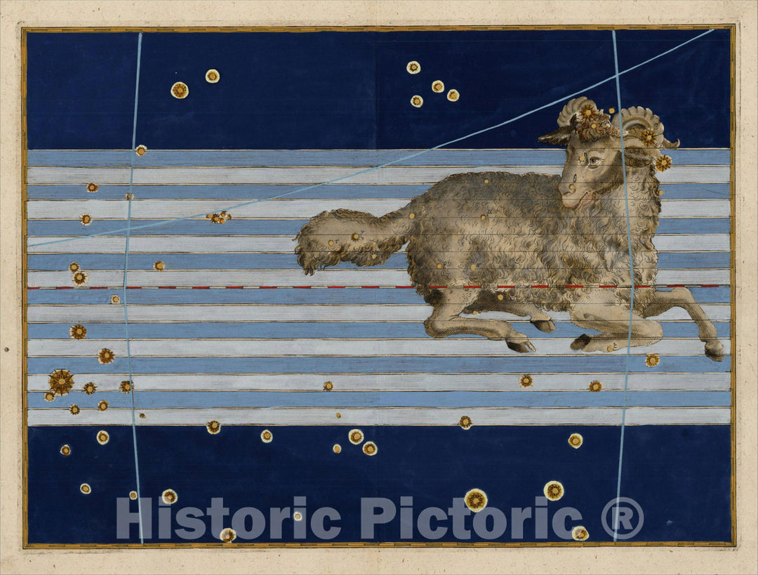 Historic Map : Uranometria, Celestial Atlas, Aries, 1603, Vintage Wall Art