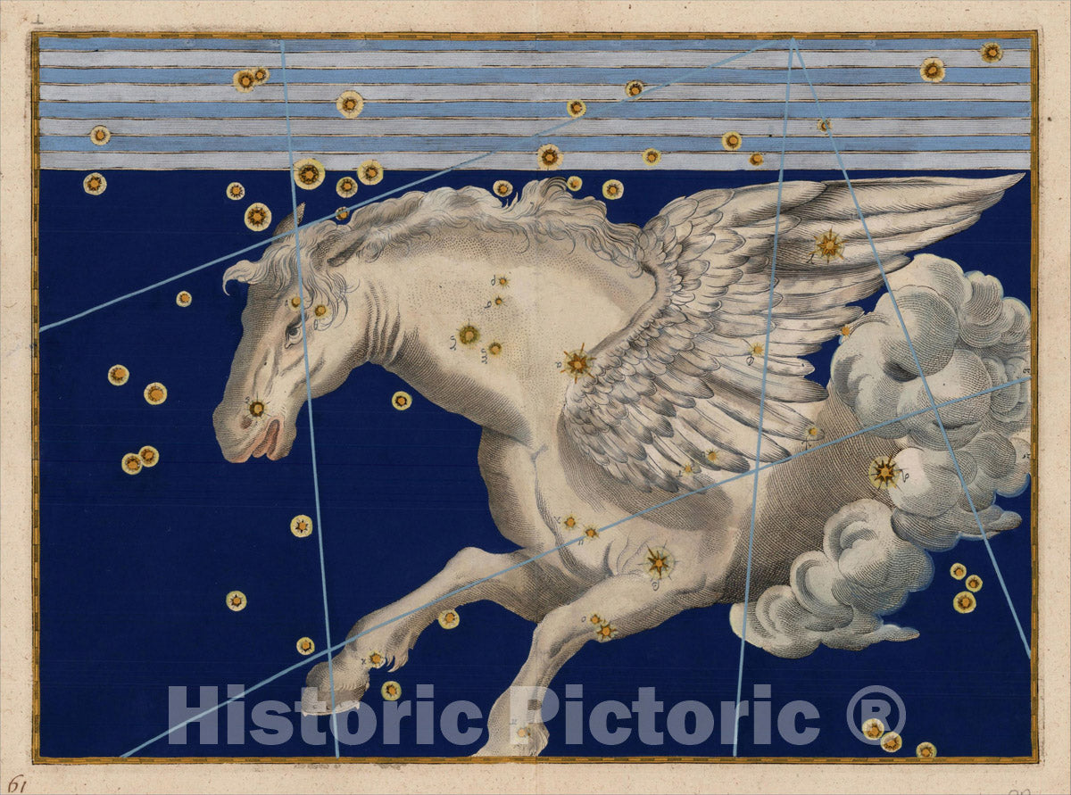 Historic Map : Uranometria, Celestial Atlas, Pegasus, 1603, Vintage Wall Art