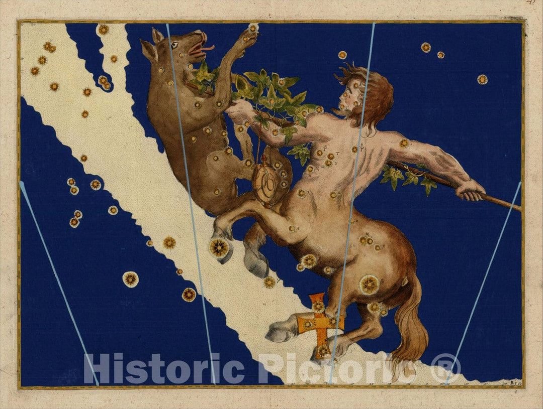 Historic Map : Uranometria, Celestial Atlas, Centaurus, 1603, Vintage Wall Art