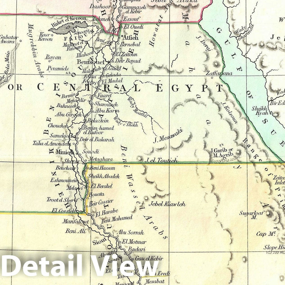 Historic Map : Egypt, Cruchley, 1853, Vintage Wall Art