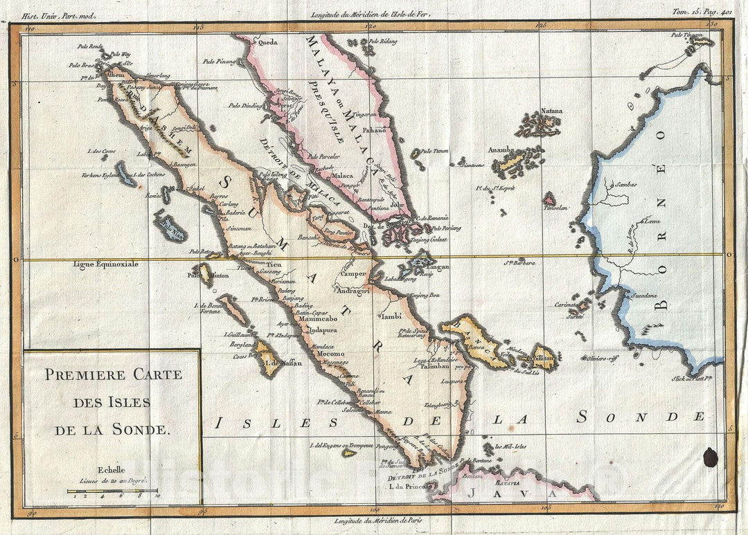 Historic Map : Sumatra, Malay and Singapore, Bellin, 1760, Vintage Wall Art