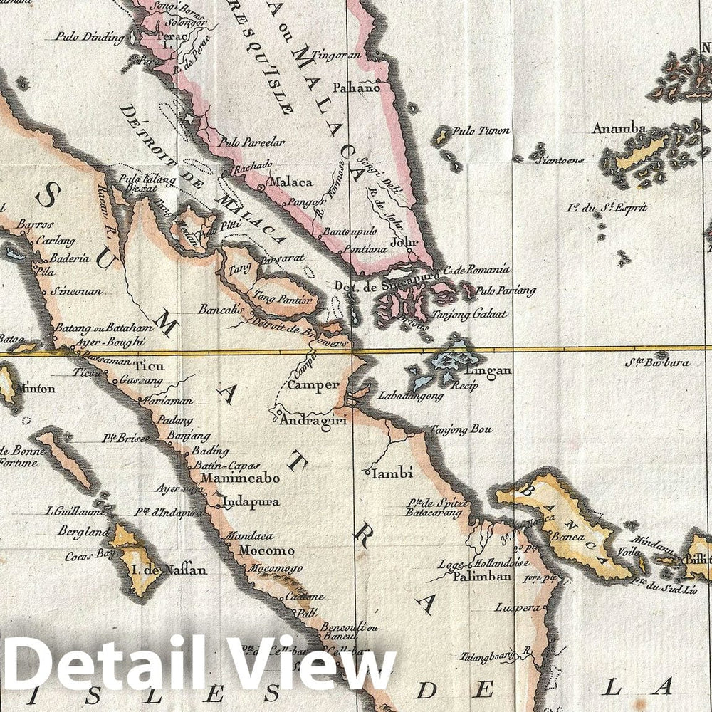 Historic Map : Sumatra, Malay and Singapore, Bellin, 1760, Vintage Wall Art