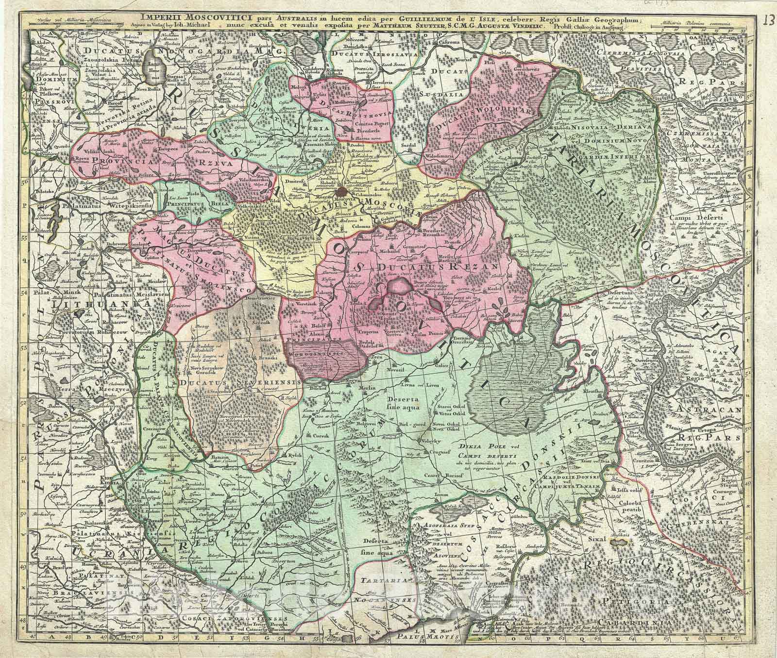 Historic Map : Southern Russia and Ukraine, Seutter, 1730, Vintage Wall Art