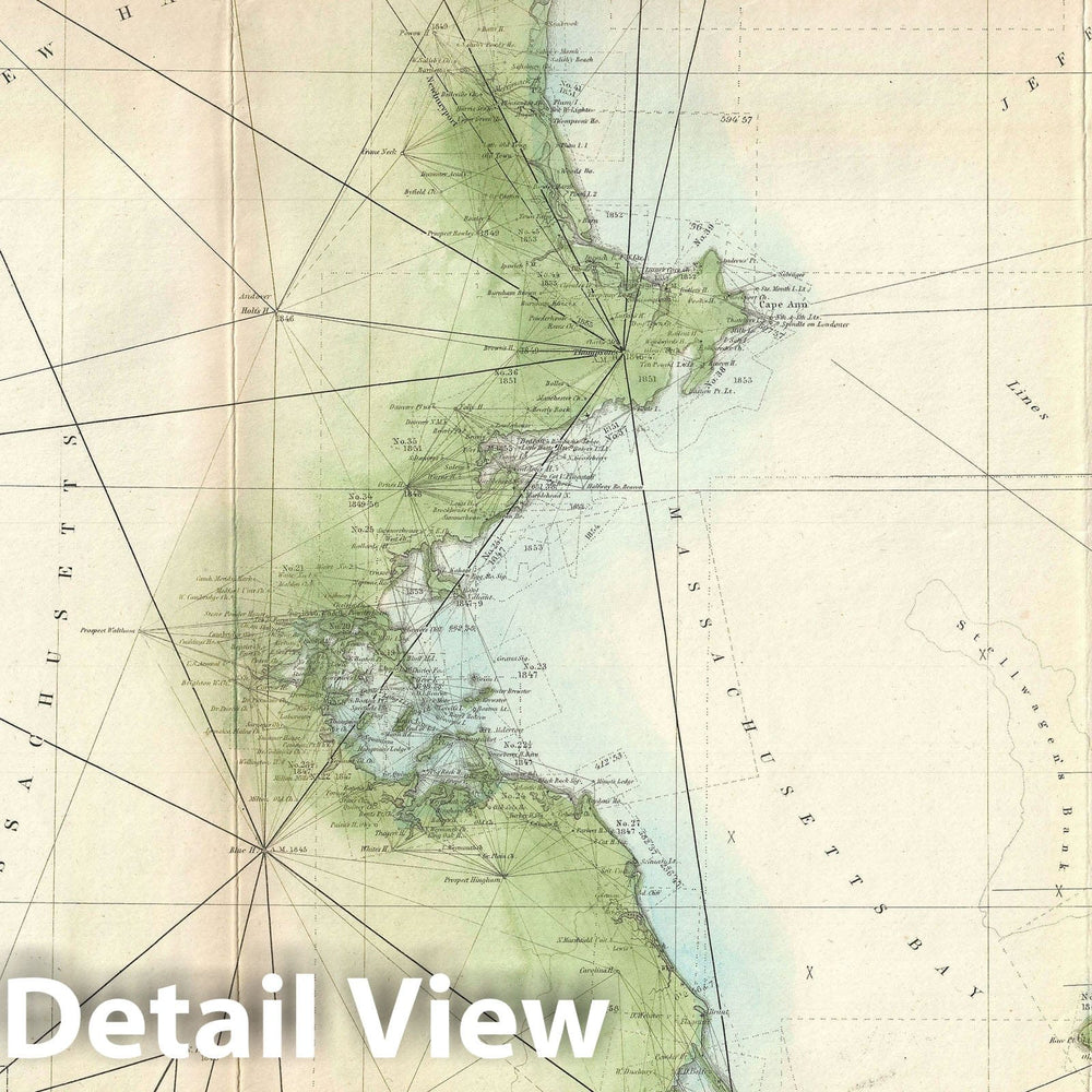 Historic Map : The New England Coast from Connecticut to Maine, U.S. Coast Survey, 1861, Vintage Wall Art