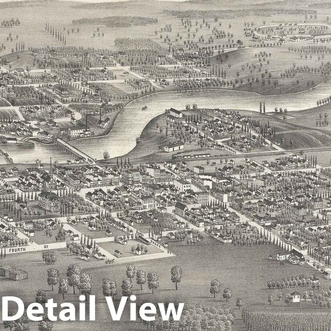 Historic Map : Bird's Eye View Jefferson County, Wisconsin, Stoner, 1875, Vintage Wall Art