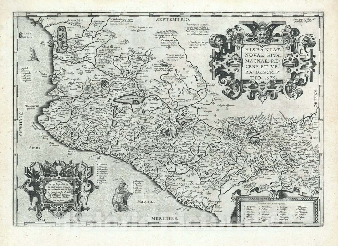 Historic Map : Mexico, Ortelius, 1592, Vintage Wall Art