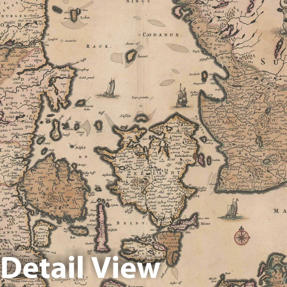 Historic Map : Denmark, Visscher, 1680, Vintage Wall Art