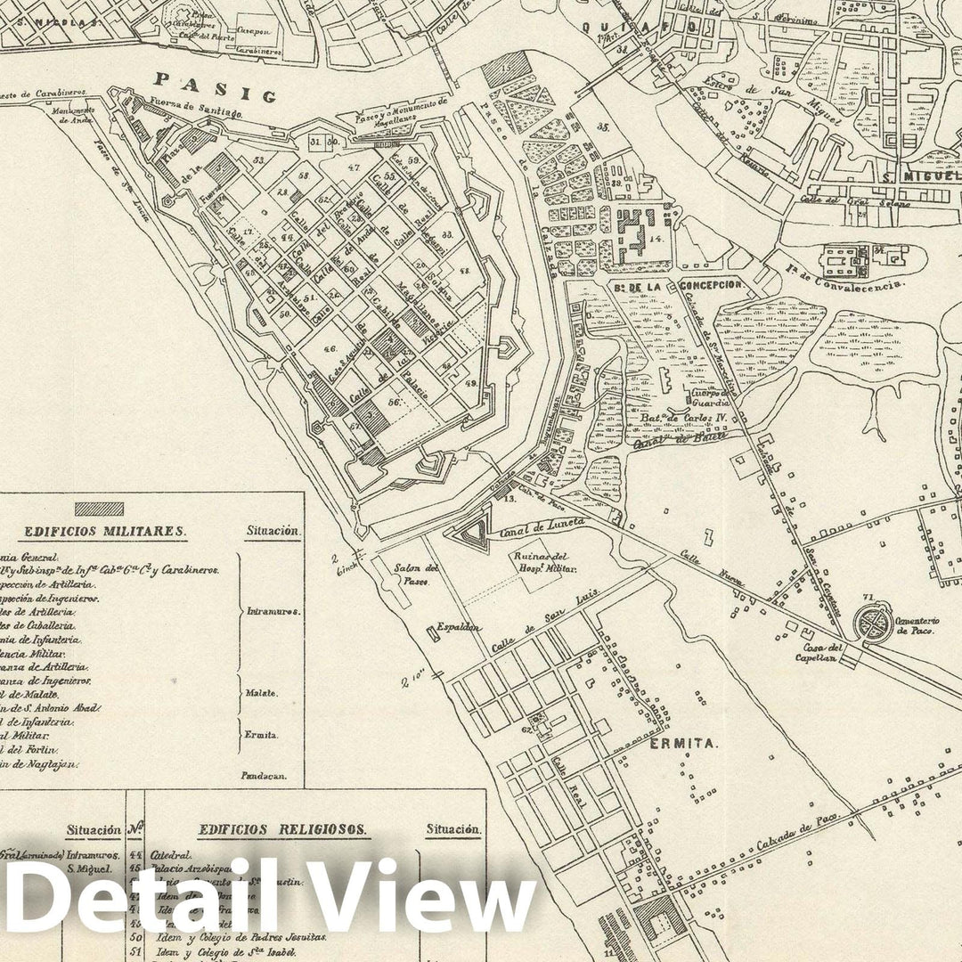 Historic Map : Plan of Manila during The Spanish-American War, Norris Peters, 1898, Vintage Wall Art