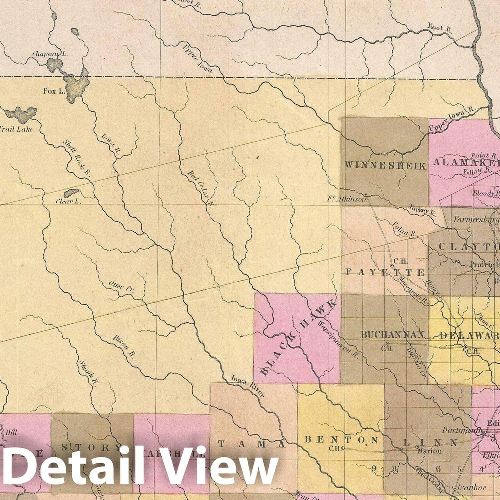 Historic Map : Iowa, Mitchell, 1849, Vintage Wall Art