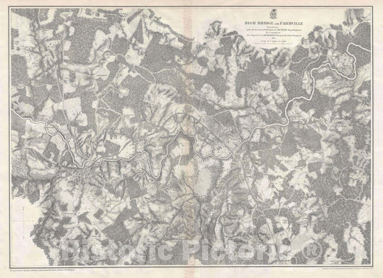 Historic Map : The Battlefield of High Bridge during The American Civil War, Weyss, 1867, Vintage Wall Art