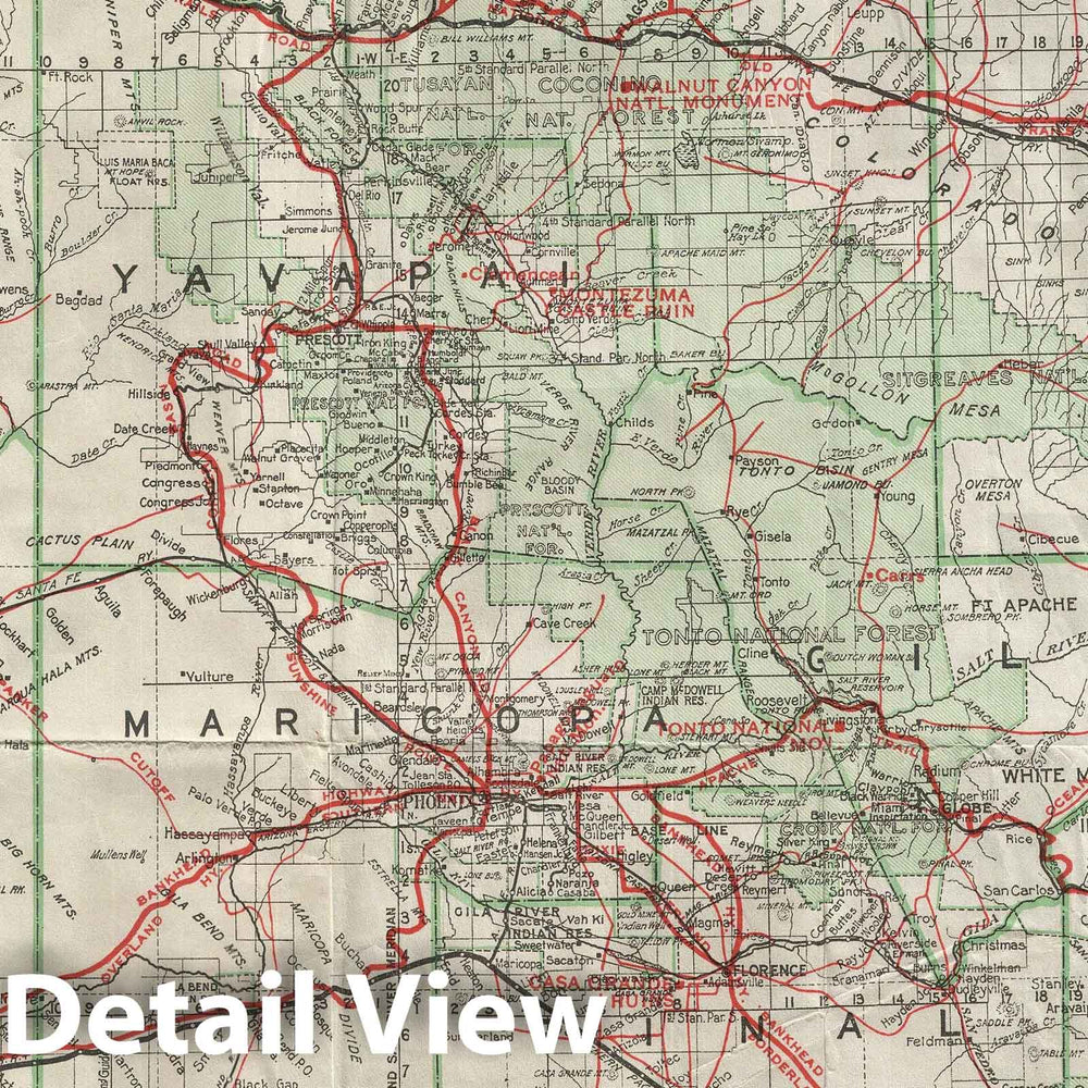 Historic Map : Arizona, Clason Guide, 1920, Vintage Wall Art