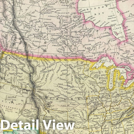 Historic Map : North America showing Texas at its largest, S.D.U.K., 1848, Vintage Wall Art