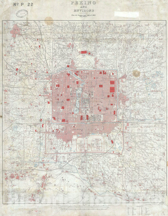 Historic Map : Beijing "Peking", Payment 2 of 2, Britsh War Office, 1909, Vintage Wall Art