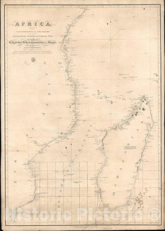 Historic Map : Nautical Chart Madagascar w/Manuscript Whaling Notes, Owen, 1828, Vintage Wall Art