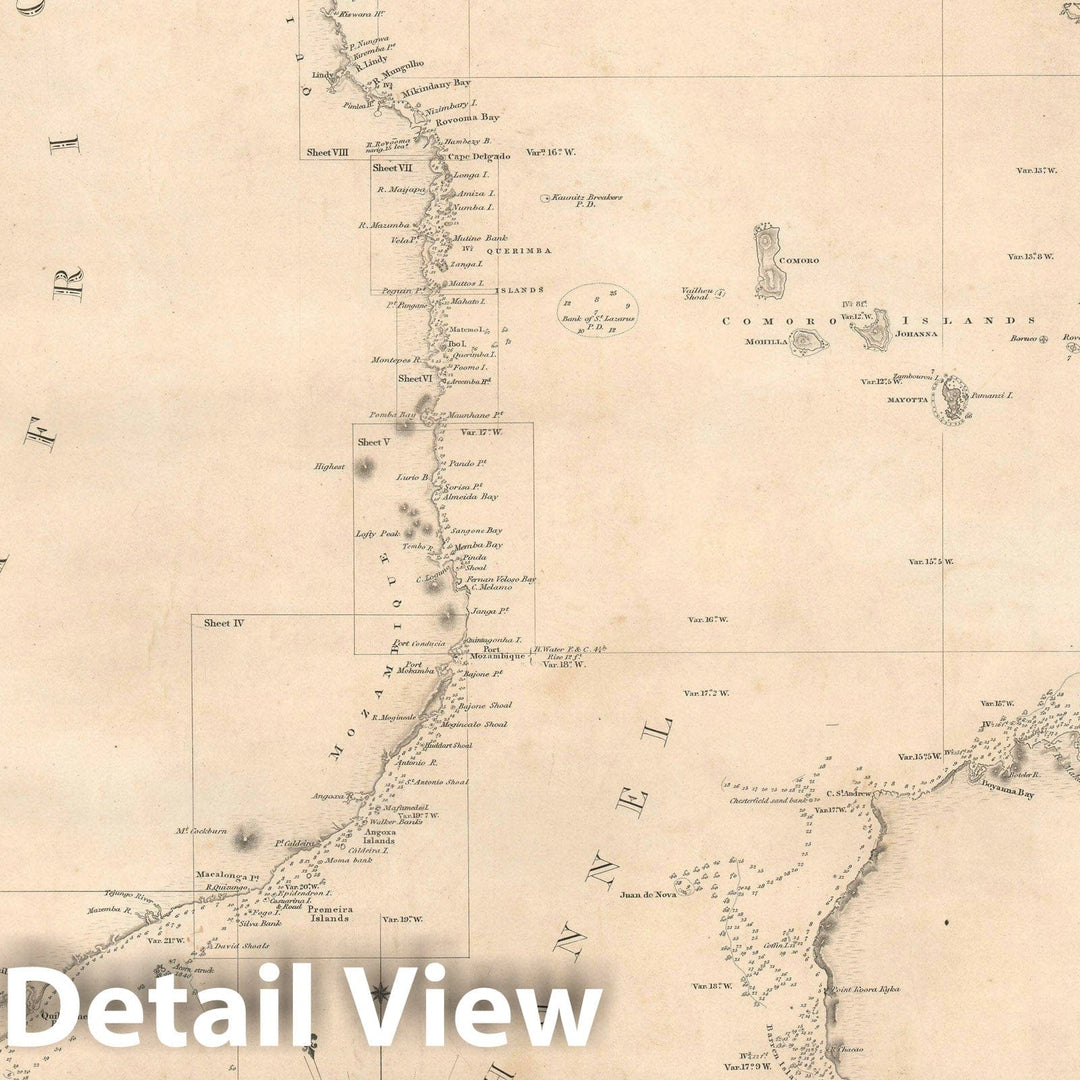 Historic Map : Nautical Chart Madagascar w/Manuscript Whaling Notes, Owen, 1828, Vintage Wall Art