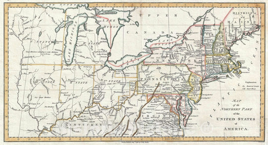 Historic Map : The Northern United States and The Northwest Ordinance, Dilly, 1798, Vintage Wall Art