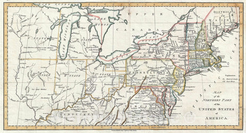 Historic Map : The Northern United States and The Northwest Ordinance, Dilly, 1798, Vintage Wall Art