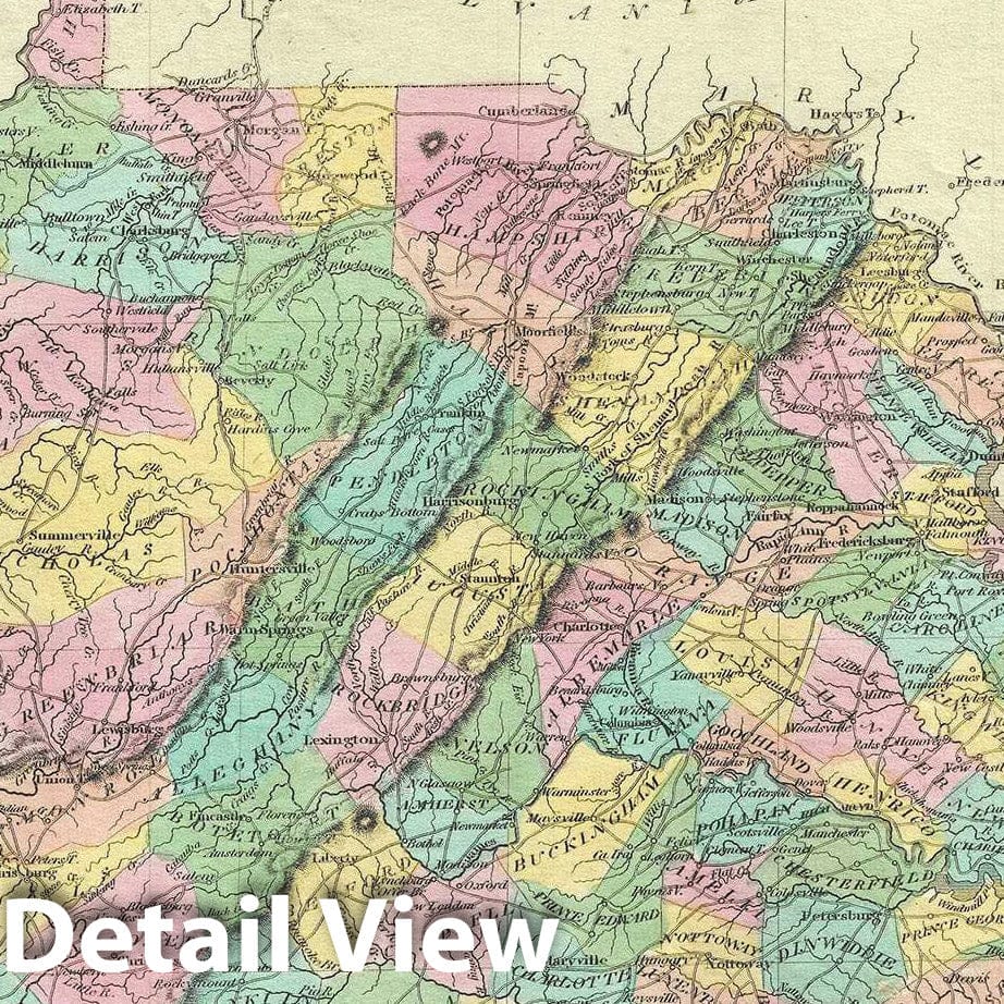 Historic Map : Virginia, Burr, 1834, Vintage Wall Art