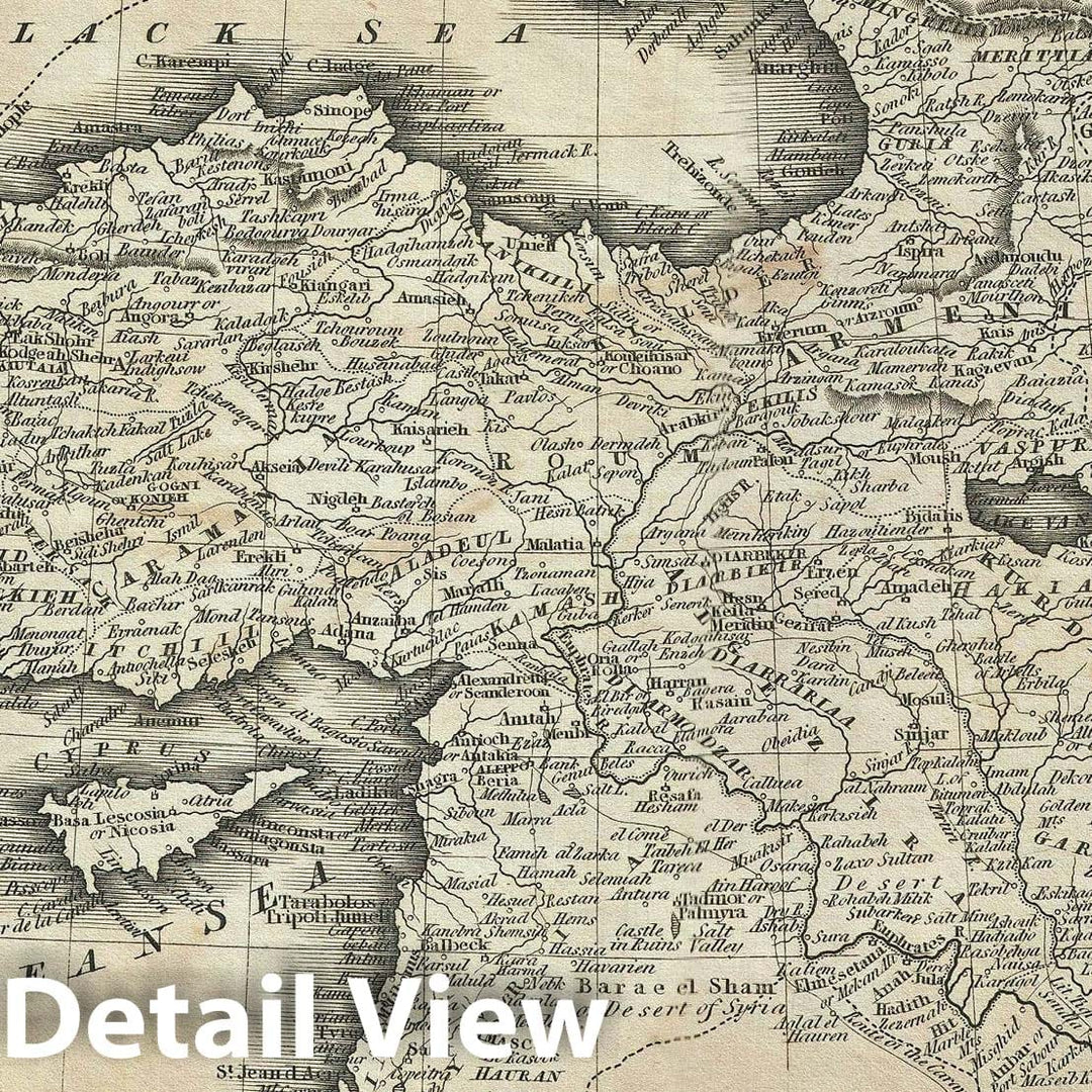 Historic Map : Turkey in Asia "Palestine, Syria, Iraq, Turkey", Malte-Brun, 1828, Vintage Wall Art