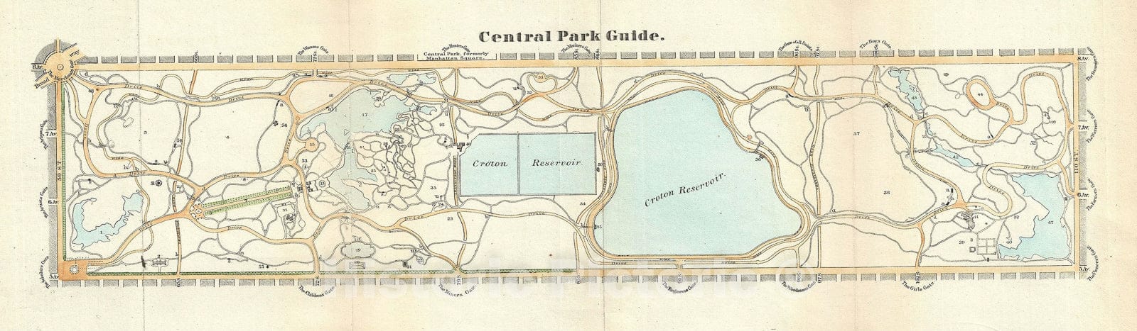 Historic Map : Plan of Central Park, New York City, Vaux and Olmstead, 1867, Vintage Wall Art