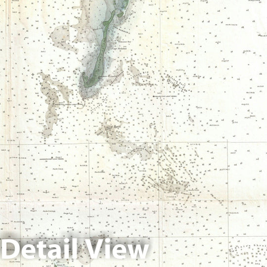 Historic Map : Nautical Chart Nantucket Island, Massachusetts, U.S. Coast Survey, 1860, Vintage Wall Art