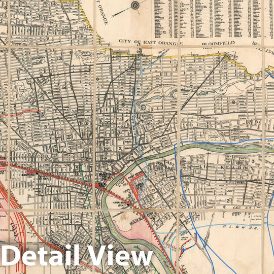 Historic Map : Newark, New Jersey w/ Manuscript Railroads, Price and Lee Co. City, 1940, Vintage Wall Art