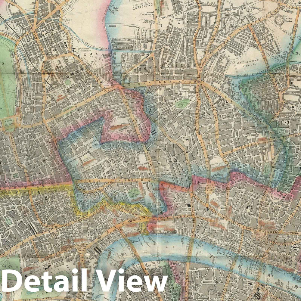 Historic Map : Plan of London, England, Rock, 1845, Vintage Wall Art