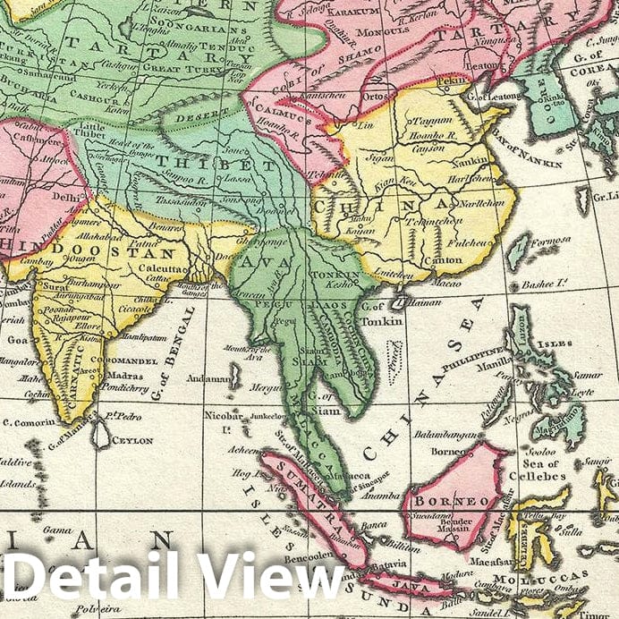 Historic Map : Asia and Australia, Wilkinson, 1793, Vintage Wall Art