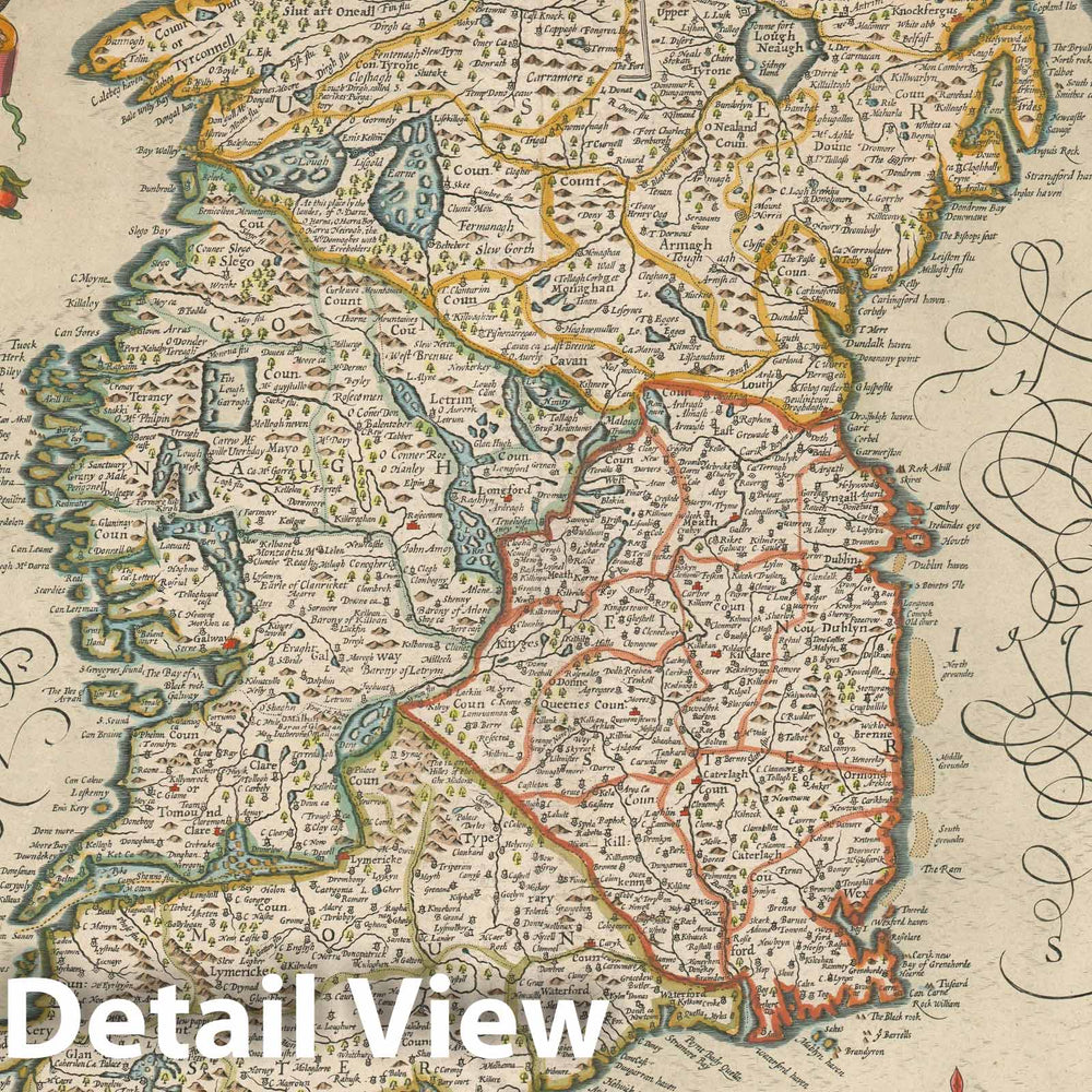 Historic Map : Ireland, John Speed, 1676, Vintage Wall Art