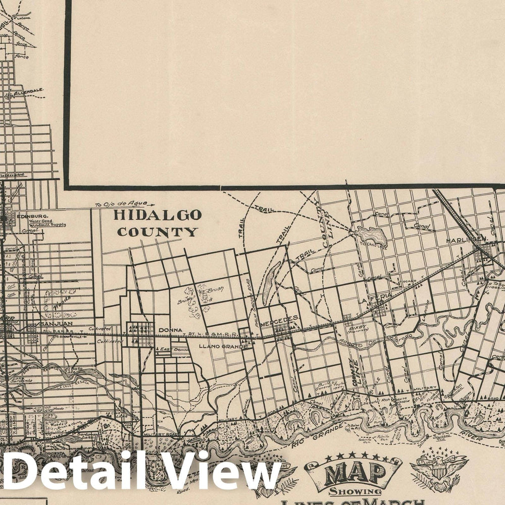 Historic Map : a Section of The Border Between The United States and Mexico, Rice, 1917, Vintage Wall Art