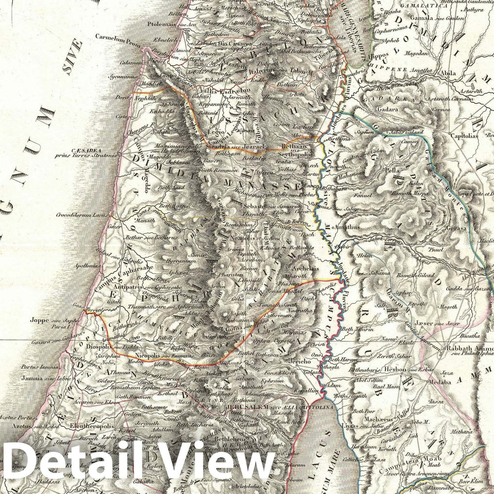 Historic Map : Israel, Palestine, or The Holy Land, Lapie, 1833, Vintage Wall Art