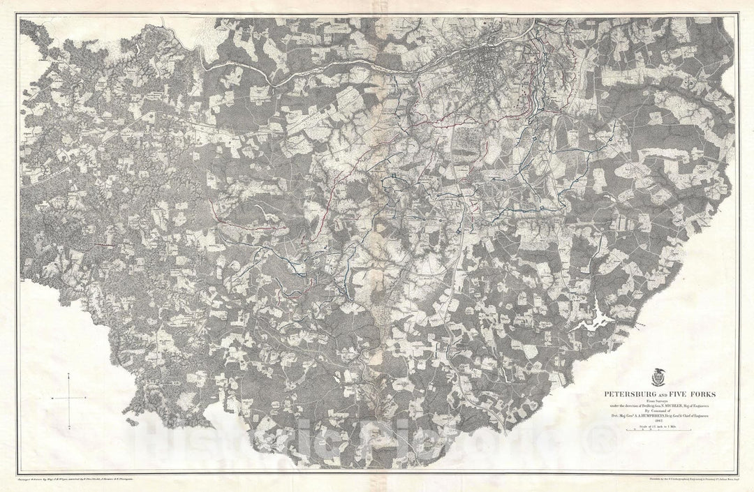 Historic Map : The Siege of Petersburg, Virginia, Weyss, 1867, Vintage Wall Art