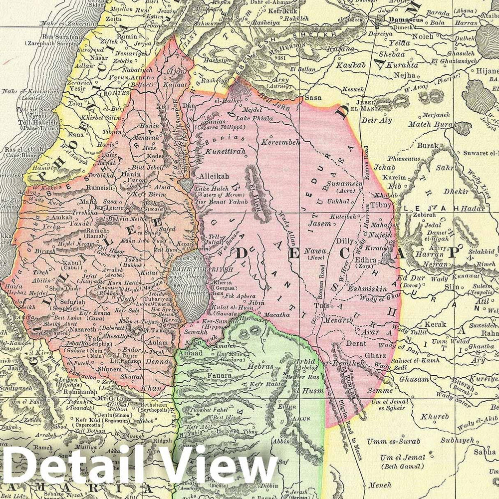 Historic Map : Israel, Palestine or The Holy Land, Rand McNally, 1892, Vintage Wall Art