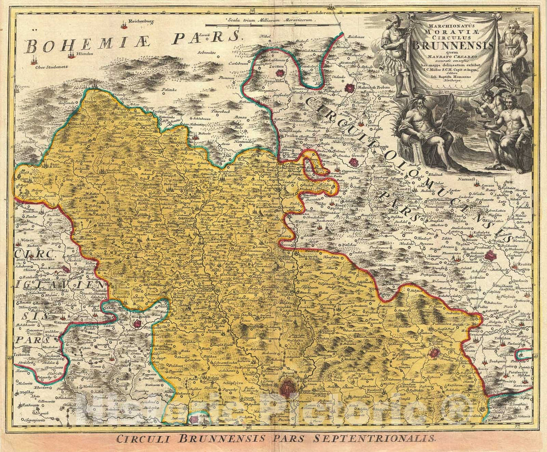 Historic Map : Moravia, Czech Republic, Homann, 1720, Vintage Wall Art