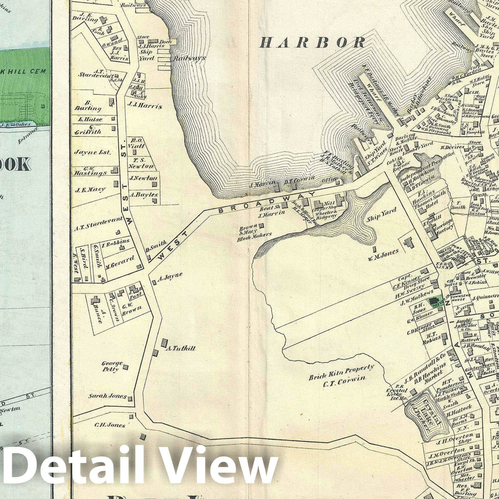 Historic Map : Stony Brook and Port Jefferson, Long Island, New York, Beers, 1873, Vintage Wall Art