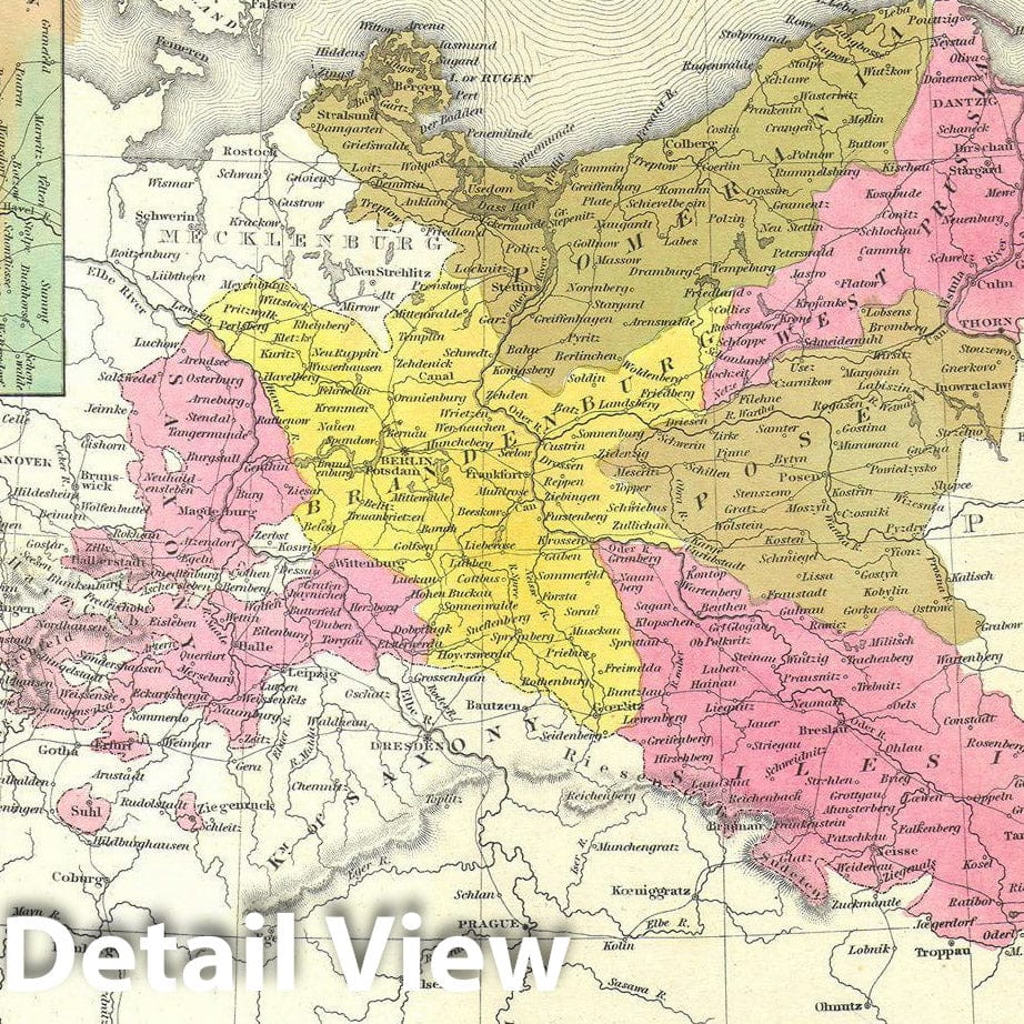 Historic Map : Prussia Germany, Mitchell, 1850, Vintage Wall Art