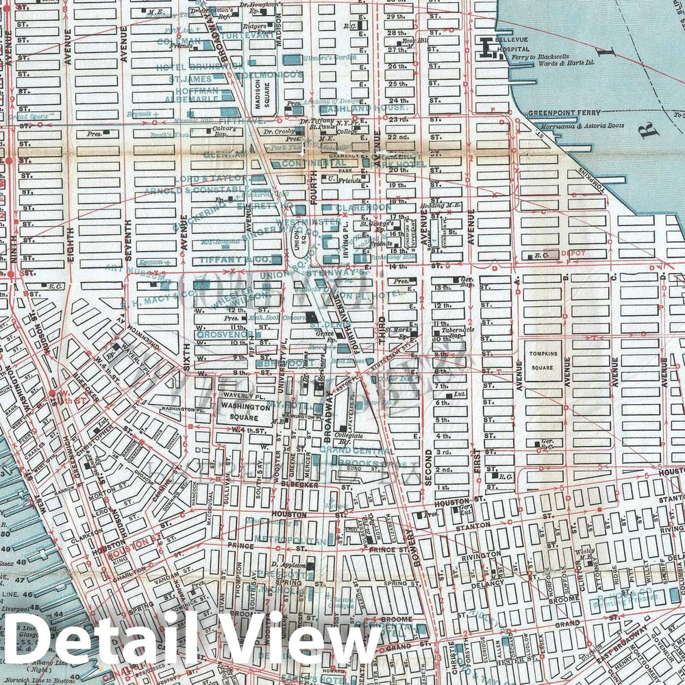 Historic Map : Plan of New York City, Edsall, 1877, Vintage Wall Art