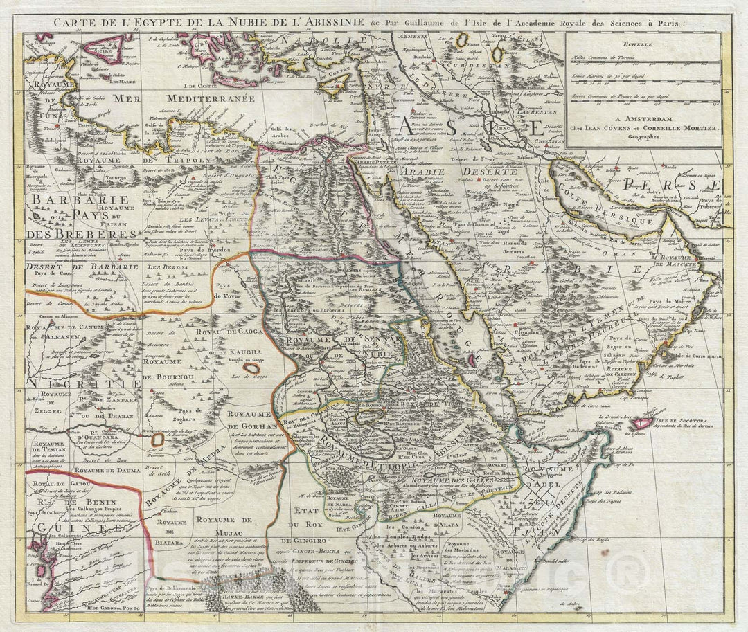 Historic Map : Arabia, Egypt, and Abyssinia, De L'Isle, 1730, Vintage Wall Art