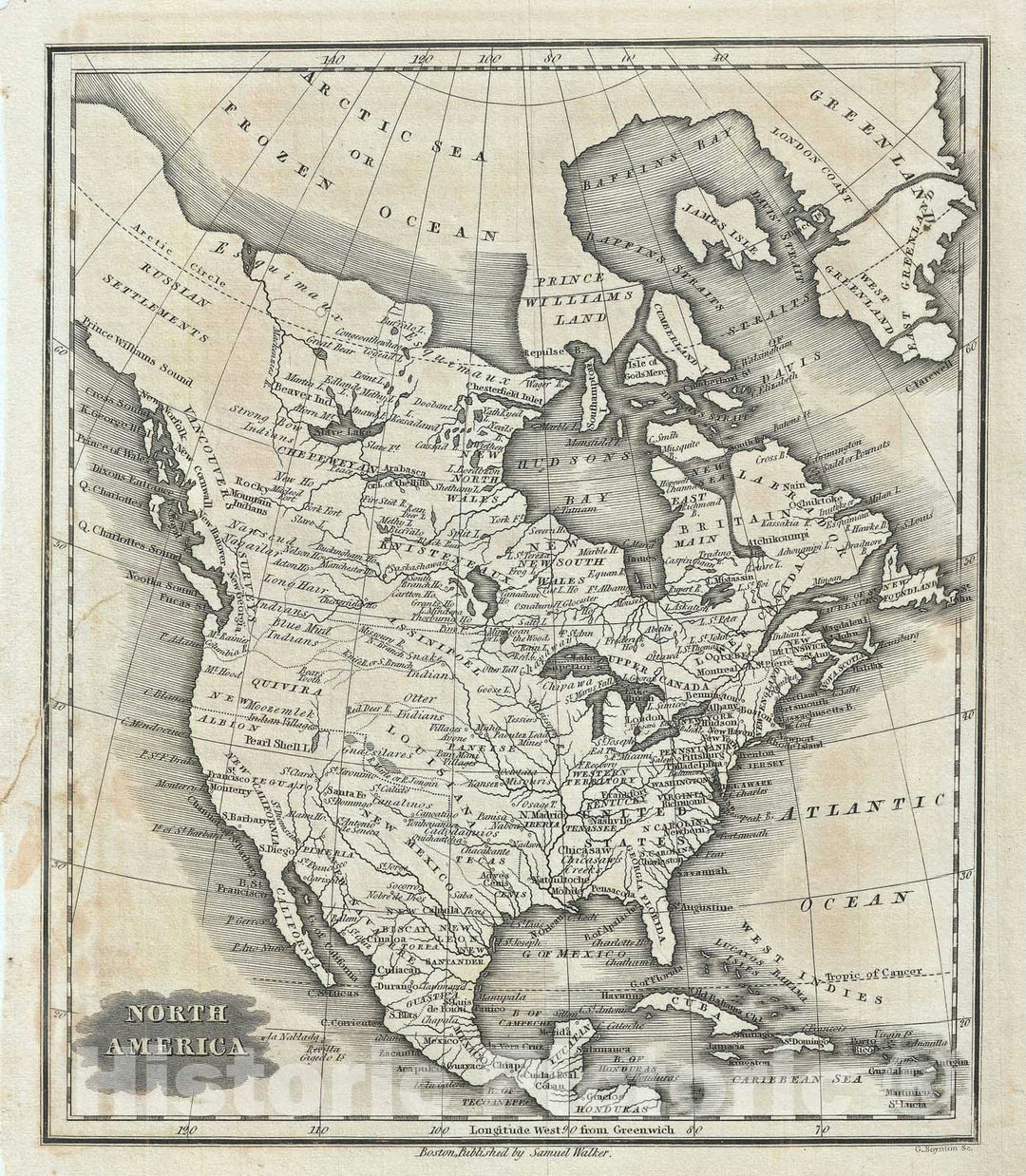 Historic Map : North America, Malte-Brun, 1828, Vintage Wall Art