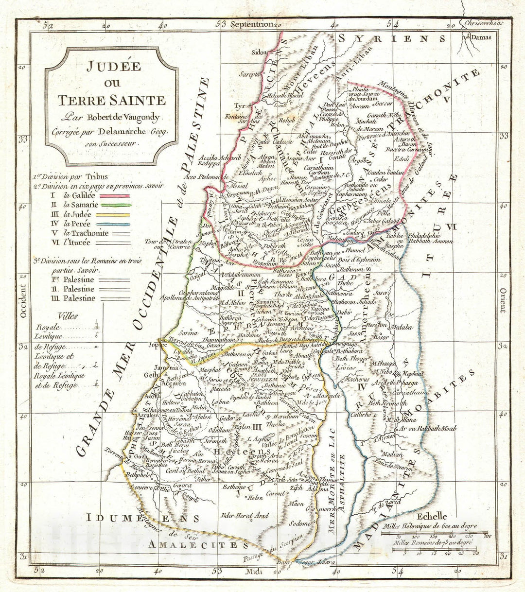 Historic Map : Israel or The Holy Land, Delamarche, 1832, Vintage Wall Art